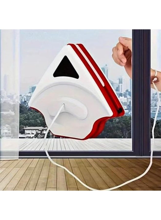 مساحة  زجاج مغناطيسية مزدوجة الجوانب لتنظيف النوافذ مع إسفنجة إضافية، أداة منزلية لتنظيف وتلميع الشبابيك المصقول والمزلق، مزودة بفرشاة تلميع بمقبض سهل التحكم للمباني المرتفعة والشبابيك المنزلقة - Image 1